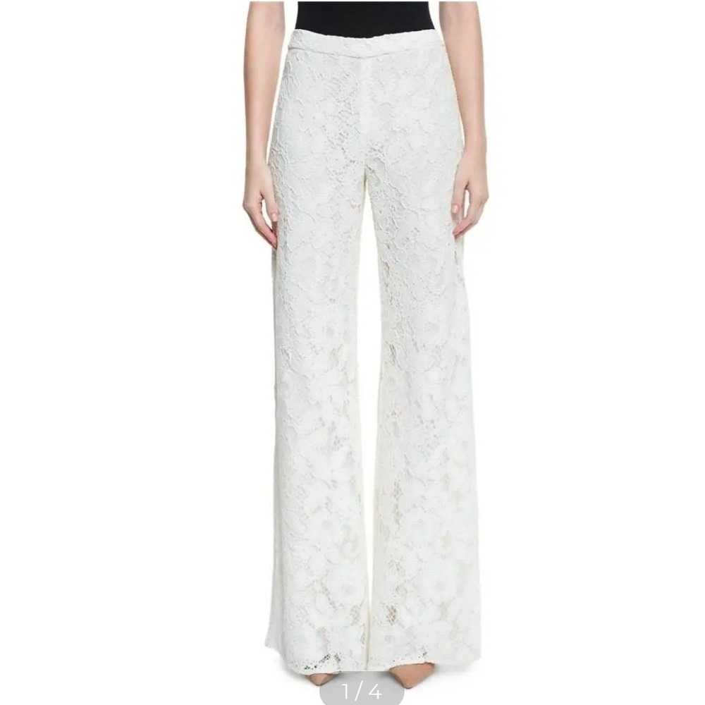 Alexis Rina Lace Wide Leg Pants Side Slit Trousers Bridal‎ Cream Women's Size S
